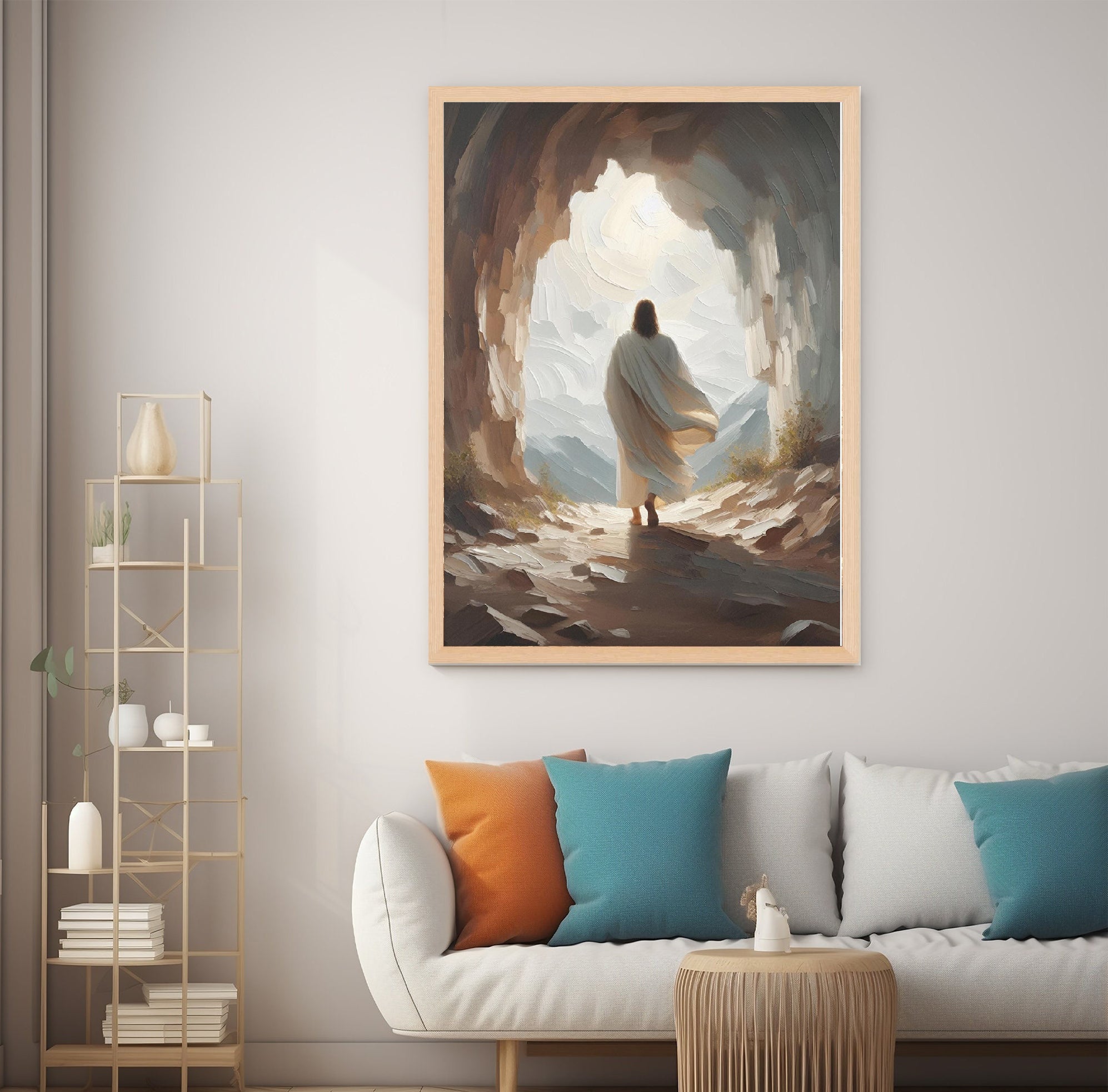 He Is Risen Poster, Empty Tomb Scene Poster, Jesus Resurrection Wall Art, Easter Digital Art Poster, Easter Wall Decor, Christian Poster